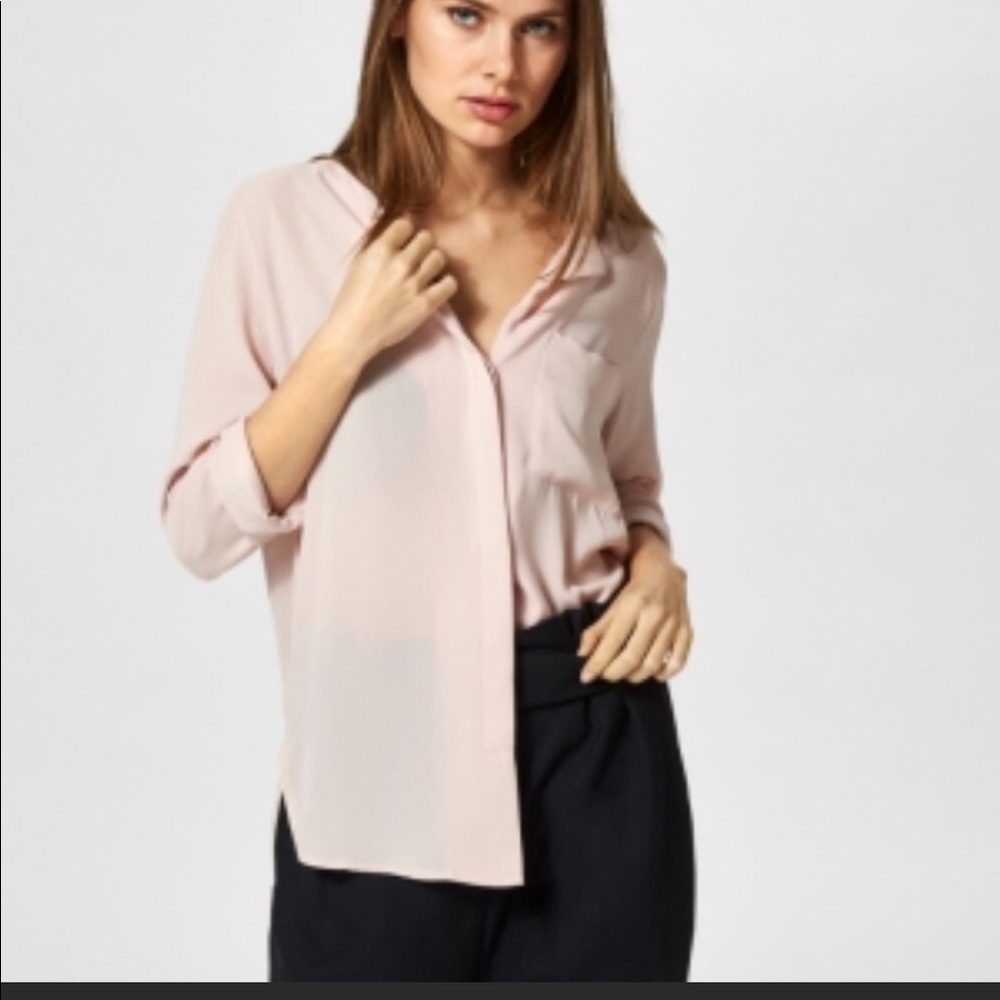 SELECTED/FEMME sheer blouse in beige